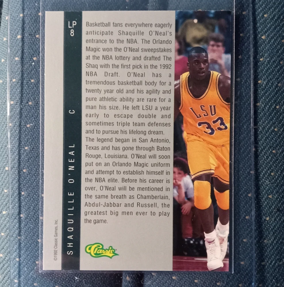 SHAQUILLE O'NEAL SHAQ 1992 CLASSIC FOUR SPORT #LP8 GOLD FOIL ROOKIE CARD RC